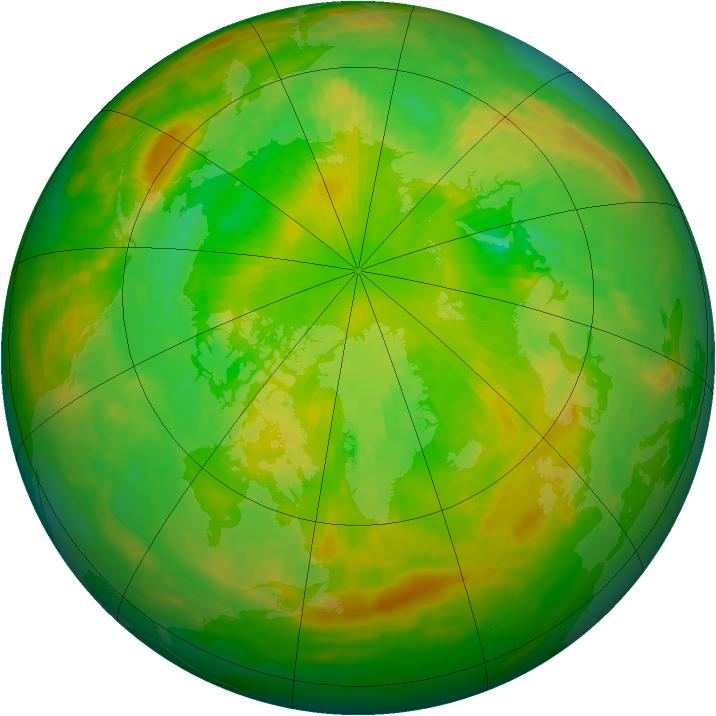 Arctic ozone map for 22 June 1991